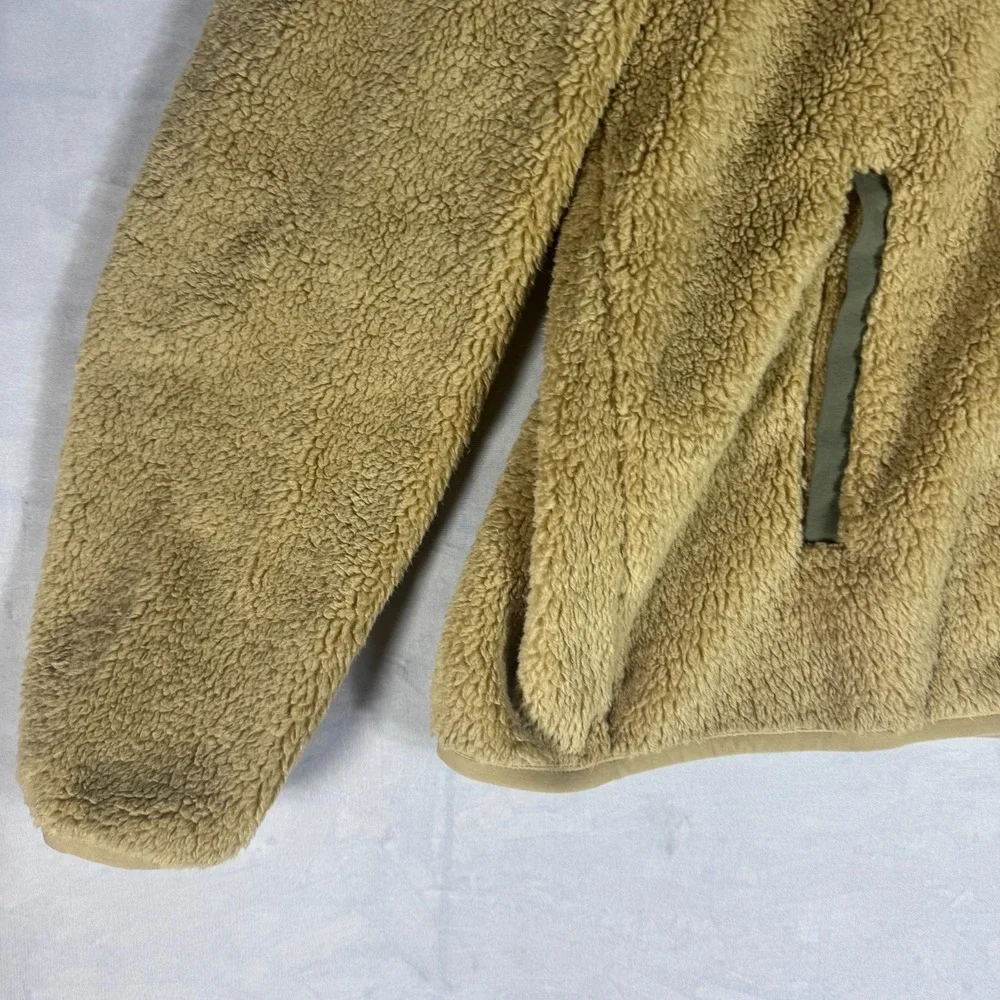 NWT‎ True Religion Mens Contrast Sherpa Hooded Jacket Beige Soft Cozy Winter L